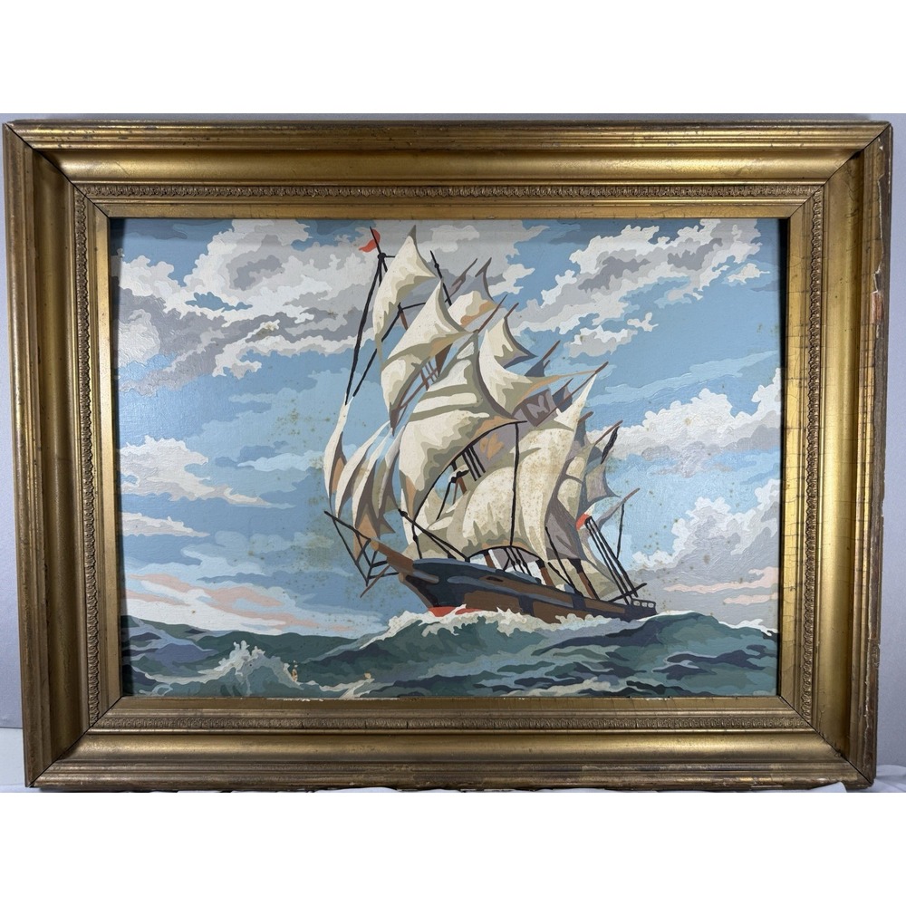 1950s Craft Master M-306 Before The Wind Dan Robbins Paint By Number Framed